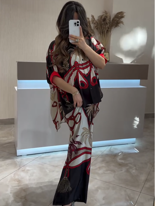 Personalized knot palm print loose-fitting suit