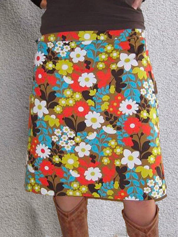 Farbe Geblümt Lässig Print Rock