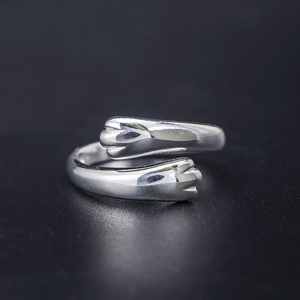 Cute Cat Paw Silver Ring