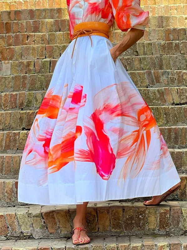Vacation Abstract Regular Fit Maxi Skirt