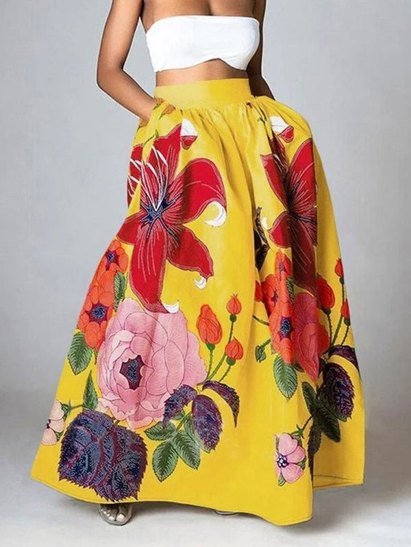Floral Vacation A-line Long Skirt