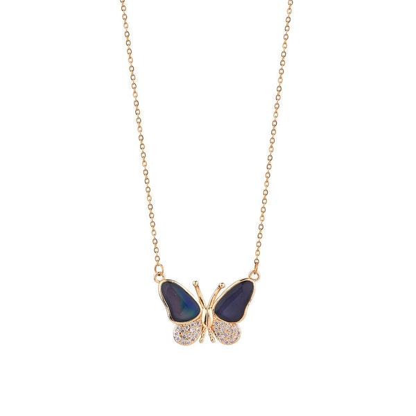 Temperature-changing color butterfly magnetic necklace