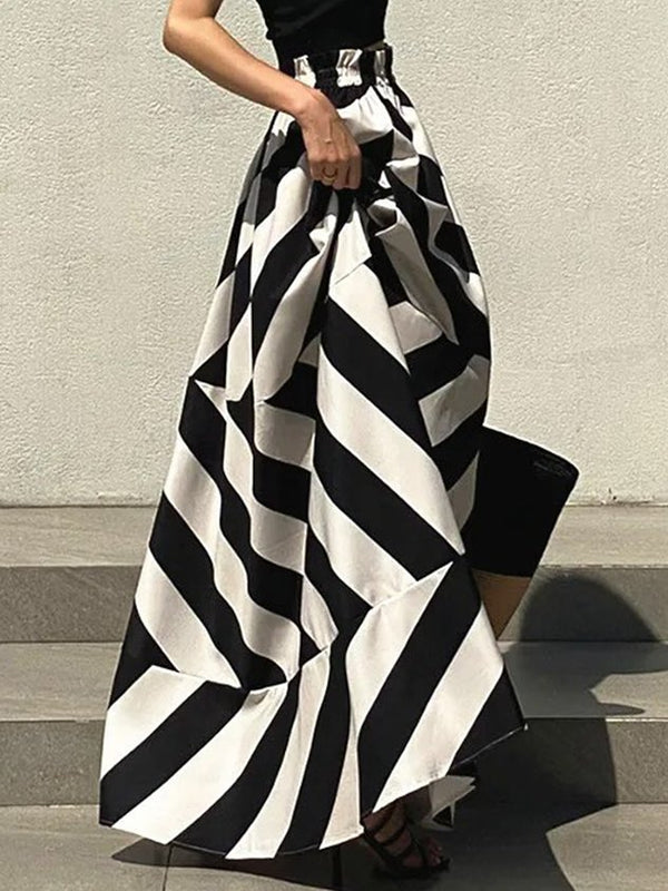High Waist Urban Loose Geometric Skirt
