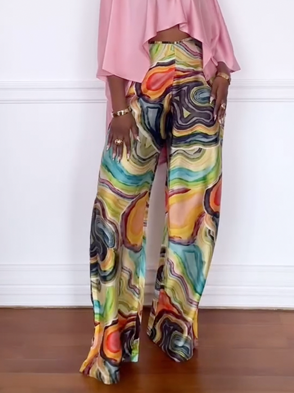 Loose Urban Random Print Long Pants Straight pants