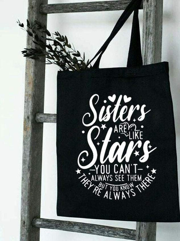 Always Be There Sister Star Casual All Season Text Letters Shopping Tote Bag