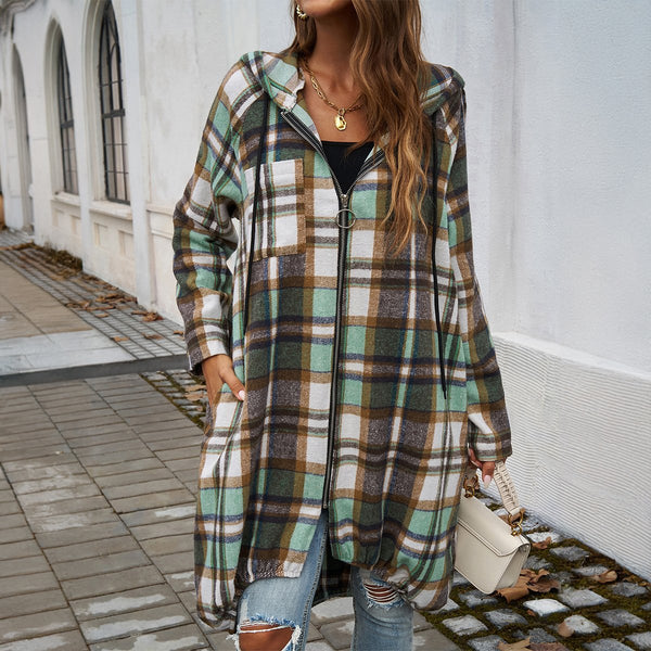 Casual loose color clashing hooded jacket