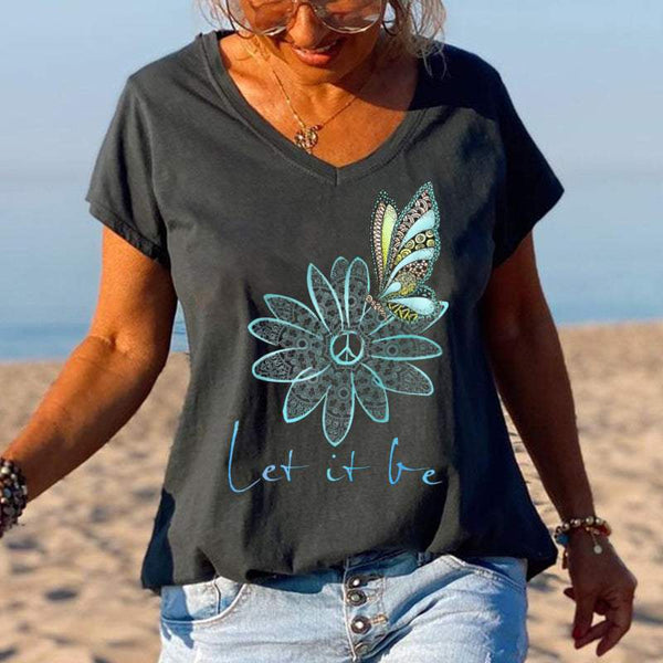 Let it be butterfly flower lLadies Graphic Tees