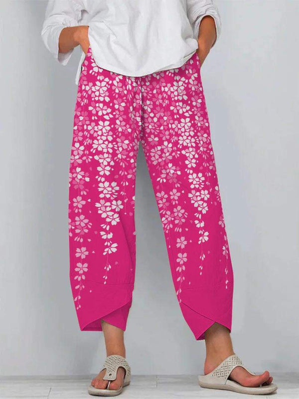 Casual Floral Irregular Loose Pants