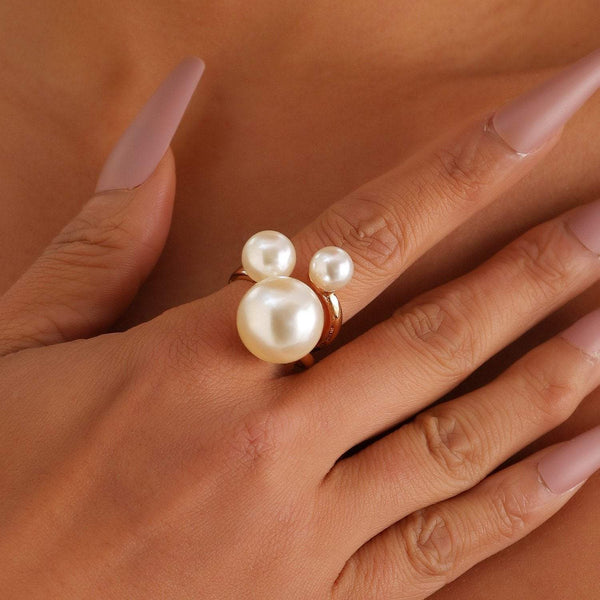 Fashion Ring Pearl Metal Ring Trendy Joint Ring