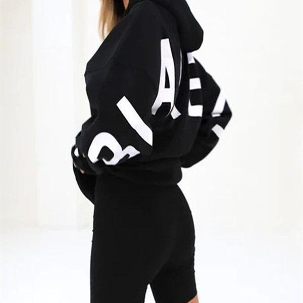 Peplum Long Sleeve Loose Hooded Sweatshirt